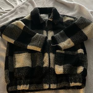 American Eagle Black and Beige Plaid Jacket in small